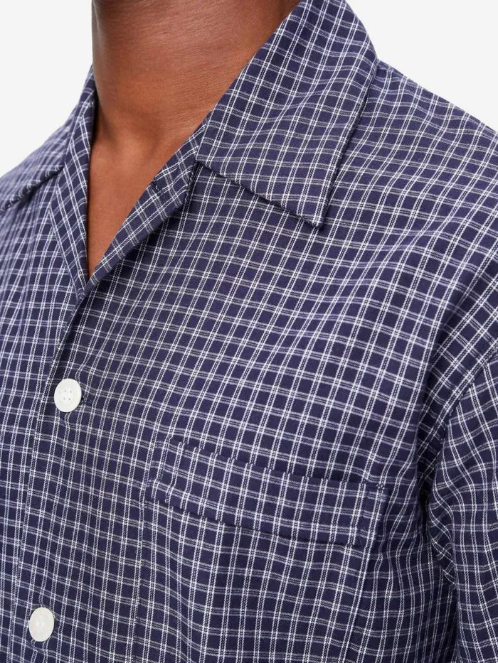 Derek Rose Classic Fit Pajamas Men Classic Fit Pajamas Braemar 32 Brushed Cotton Navy