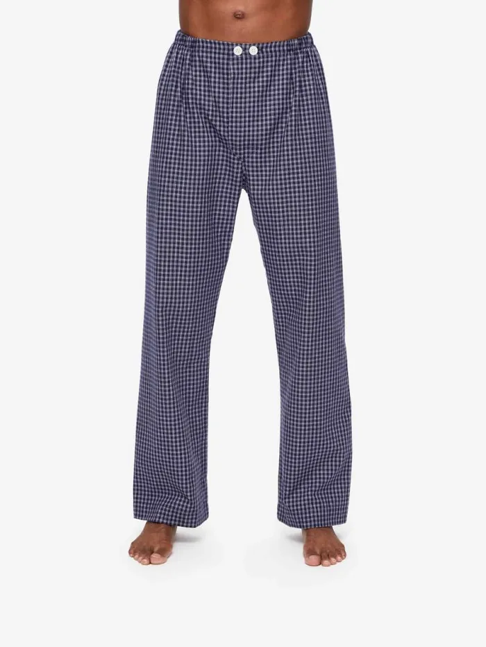 Derek Rose Classic Fit Pajamas Men Classic Fit Pajamas Braemar 32 Brushed Cotton Navy