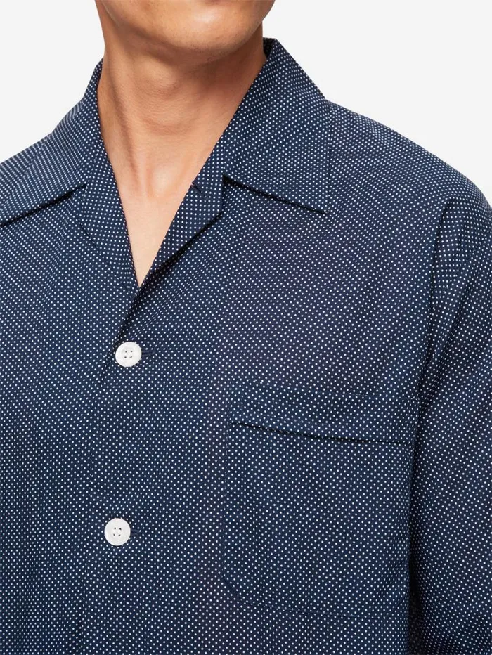Derek Rose Classic Fit Pajamas Men Classic Fit Pajamas Plaza 21 Cotton Batiste Navy