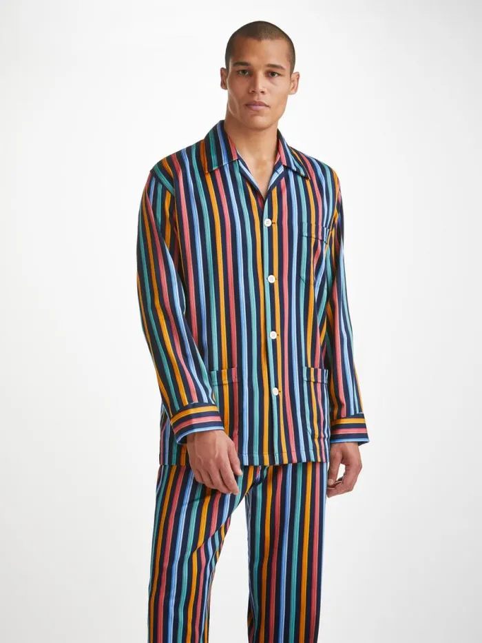 Derek Rose Classic Fit Pajamas Men Classic Fit Pajamas Wellington 56 Cotton Multi