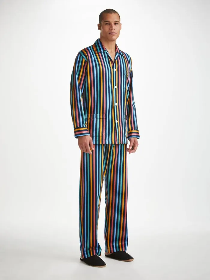 Derek Rose Classic Fit Pajamas Men Classic Fit Pajamas Wellington 56 Cotton Multi