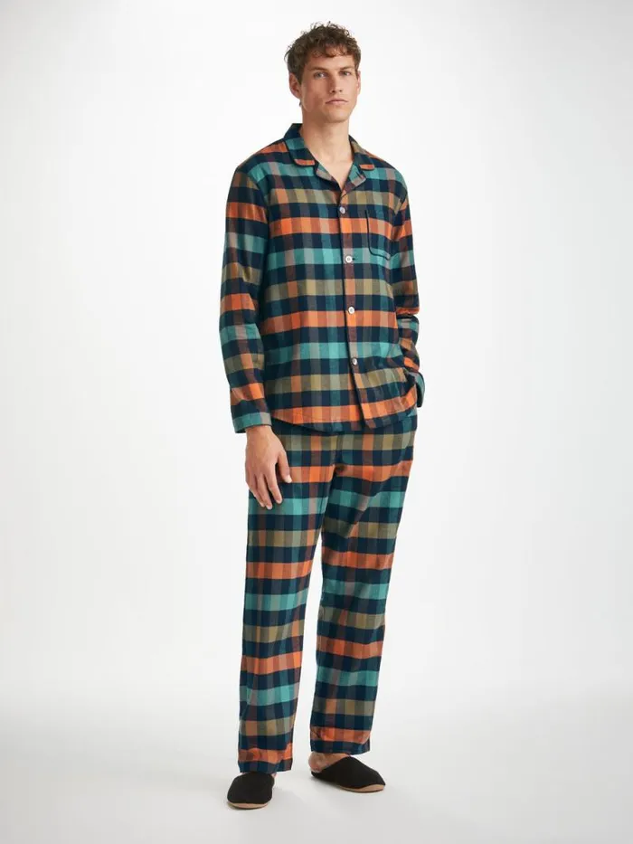 Derek Rose Cotton Pajamas Men Modern Fit Pajamas Kelburn 40 Brushed Cotton Multi