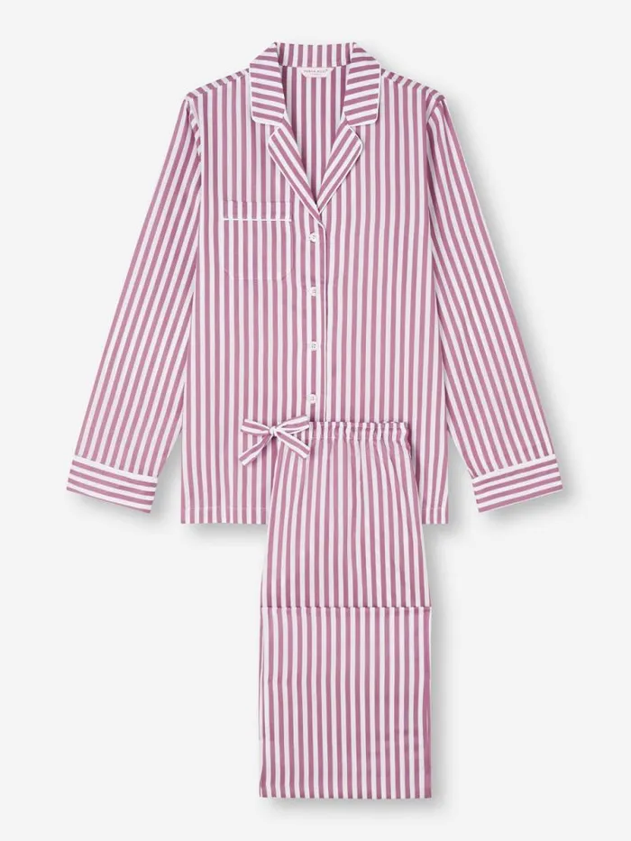 Derek Rose Cotton Pajamas Women Pajamas Capri 23 Cotton Batiste Purple