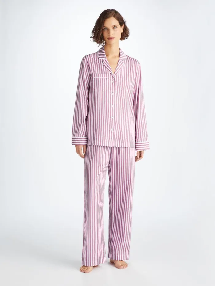 Derek Rose Cotton Pajamas Women Pajamas Capri 23 Cotton Batiste Purple