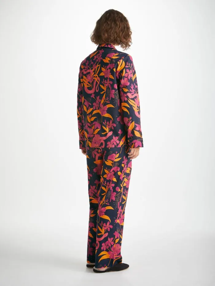 Derek Rose Cotton Pajamas Women Pajamas Ledbury 68 Cotton Batiste Navy