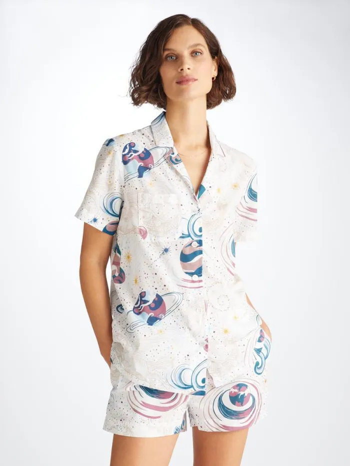 Derek Rose Cotton Pajamas Women Short Pajamas Ledbury 76 Cotton Batiste White