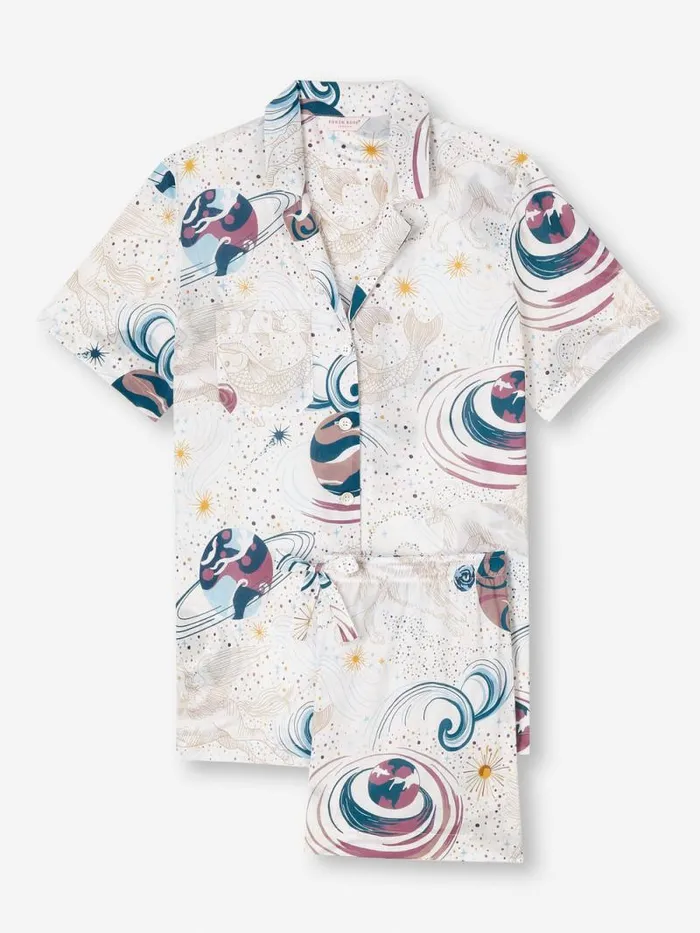 Derek Rose Cotton Pajamas Women Short Pajamas Ledbury 76 Cotton Batiste White
