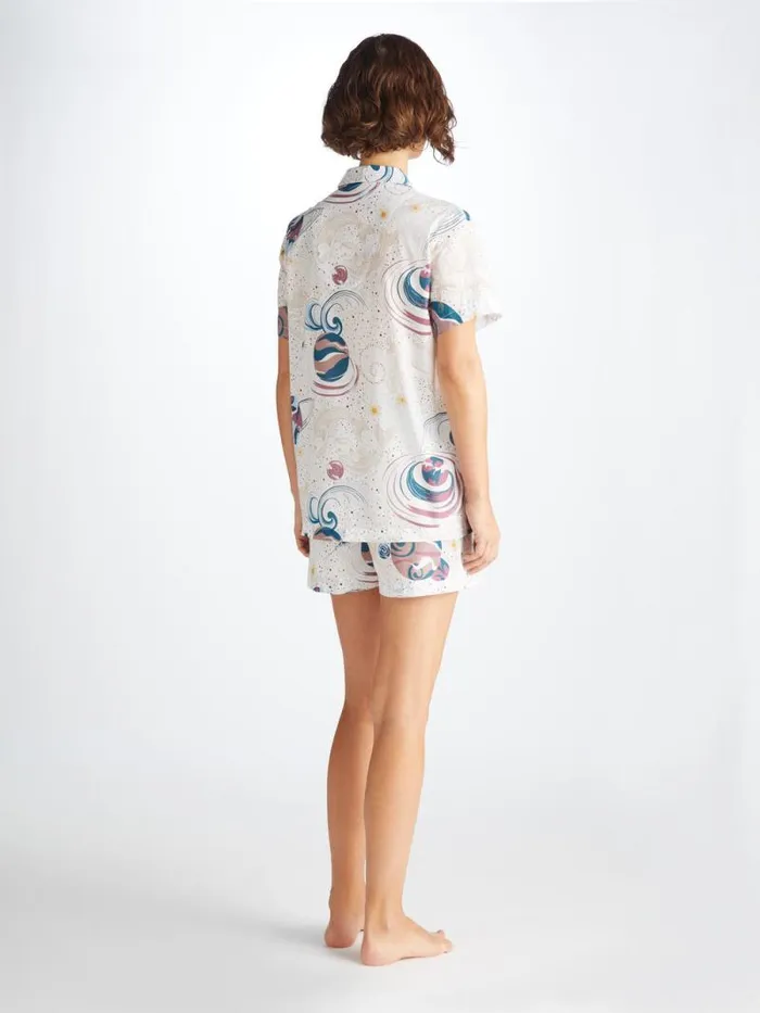 Derek Rose Cotton Pajamas Women Short Pajamas Ledbury 76 Cotton Batiste White