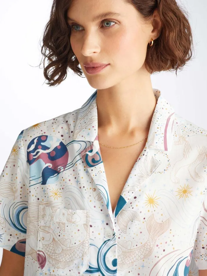Derek Rose Cotton Pajamas Women Short Pajamas Ledbury 76 Cotton Batiste White