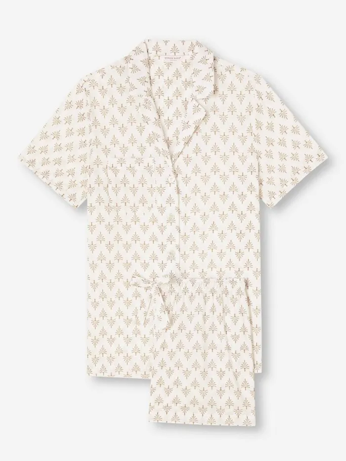 Derek Rose Cotton Pajamas Women Short Pajamas Nelson 101 Cotton Batiste White
