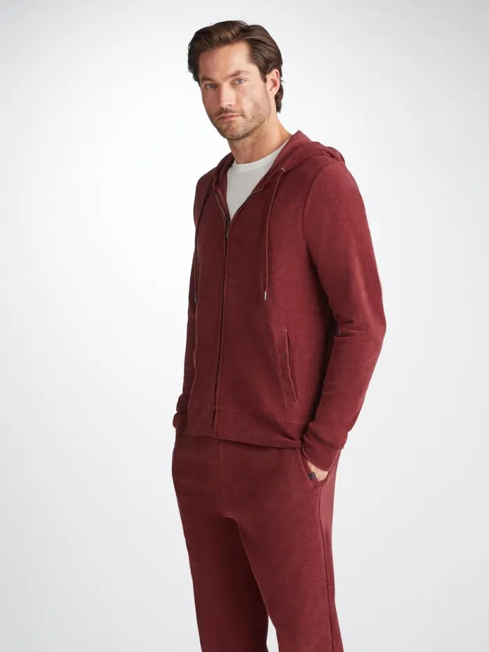 Derek Rose Hooded Tops Men Hoodie Isaac Terry Cotton Burgundy