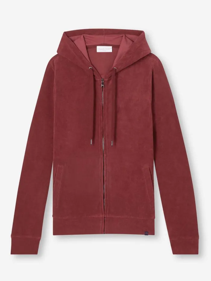 Derek Rose Hooded Tops Men Hoodie Isaac Terry Cotton Burgundy