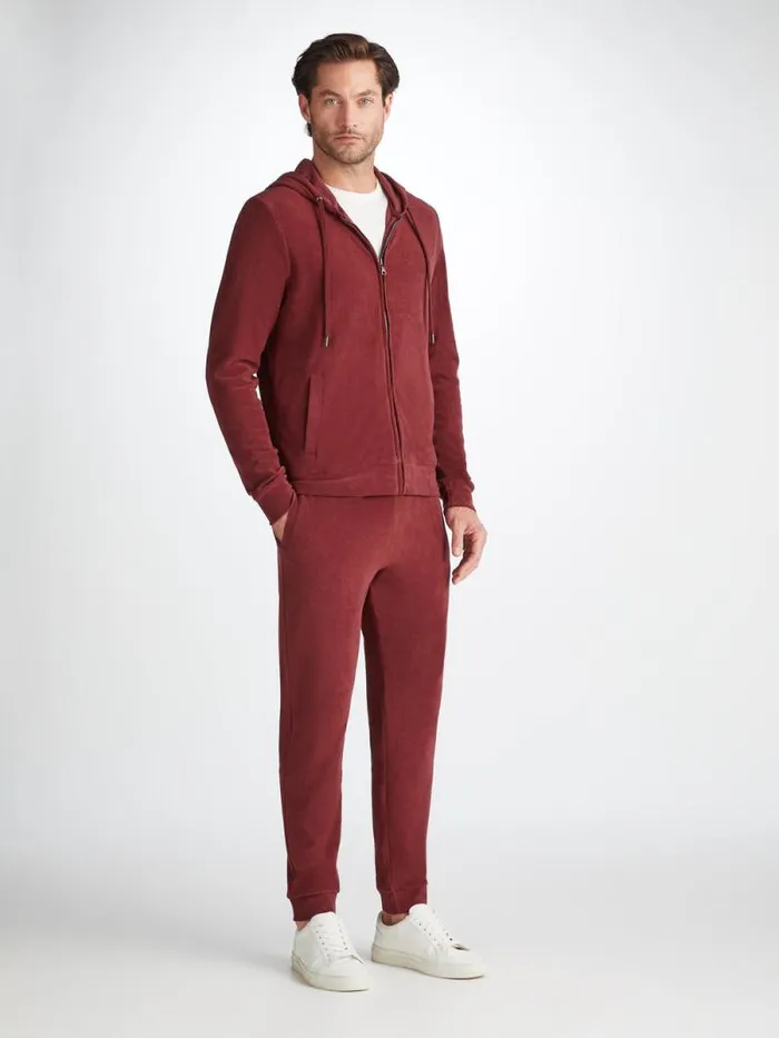 Derek Rose Hooded Tops Men Hoodie Isaac Terry Cotton Burgundy