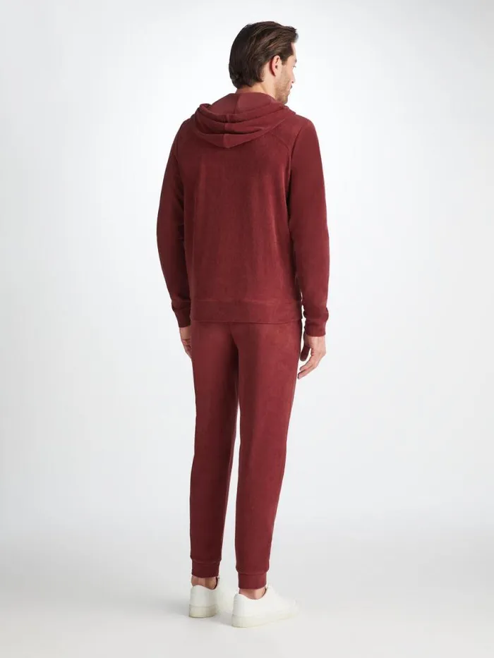 Derek Rose Hooded Tops Men Hoodie Isaac Terry Cotton Burgundy