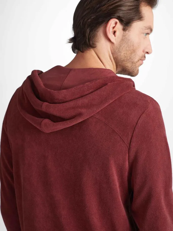 Derek Rose Hooded Tops Men Hoodie Isaac Terry Cotton Burgundy