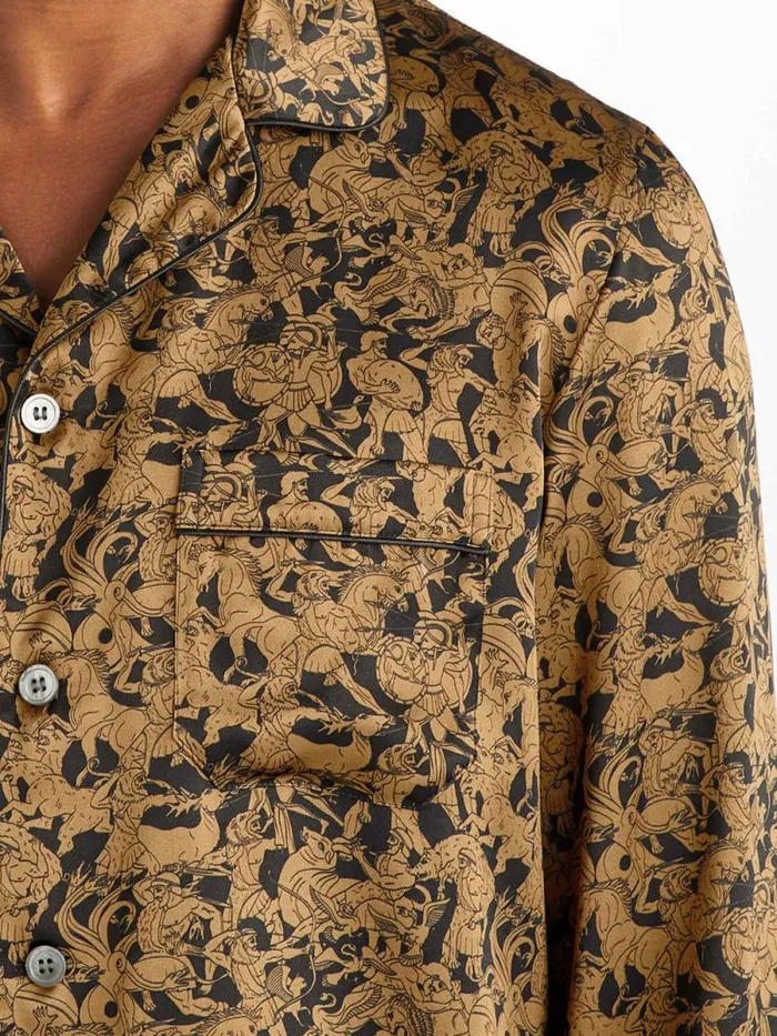 Derek Rose Long Pajamas Men Pajamas Brindisi 108 Silk Satin Black