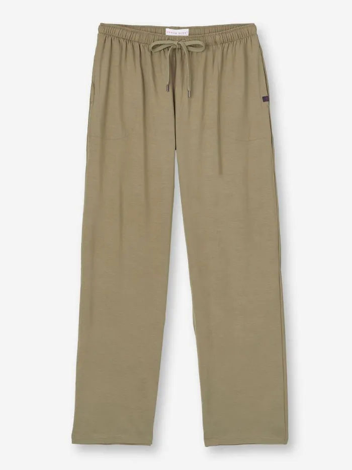 Derek Rose Lounge Pants Men Lounge Pants Basel Micro Modal Stretch Khaki