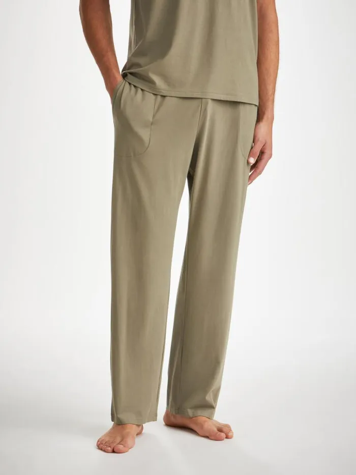Derek Rose Lounge Pants Men Lounge Pants Basel Micro Modal Stretch Khaki