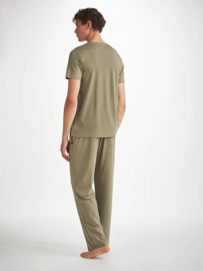 Derek Rose Lounge Pants Men Lounge Pants Basel Micro Modal Stretch Khaki