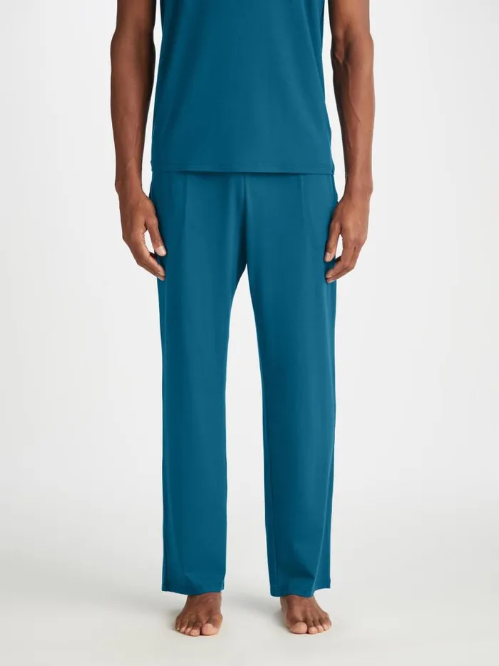 Derek Rose Lounge Pants Men Lounge Pants Basel Micro Modal Stretch Poseidon Blue Derek Rose Lounge Pants Men Lounge Pants Basel Micro Modal Stretch Poseidon Blue