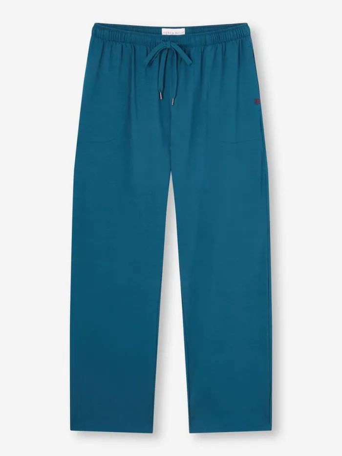 Derek Rose Lounge Pants Men Lounge Pants Basel Micro Modal Stretch Poseidon Blue