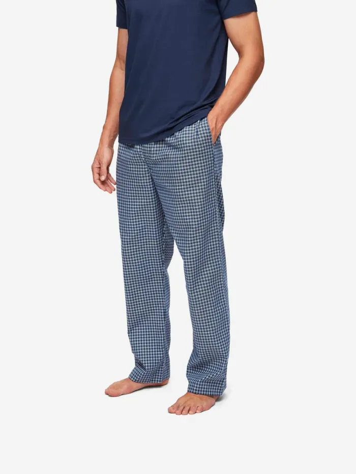 Derek Rose Lounge Pants Men Lounge Pants Braemar 32 Brushed Cotton Navy