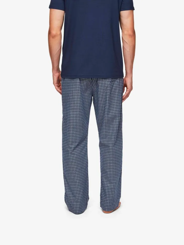 Derek Rose Lounge Pants Men Lounge Pants Braemar 32 Brushed Cotton Navy