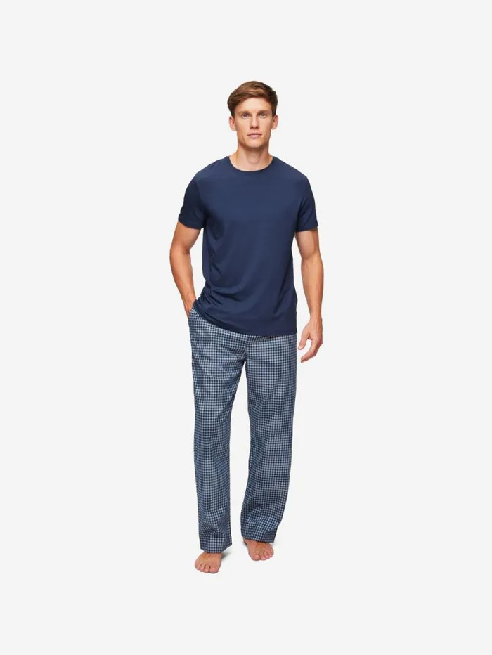 Derek Rose Lounge Pants Men Lounge Pants Braemar 32 Brushed Cotton Navy