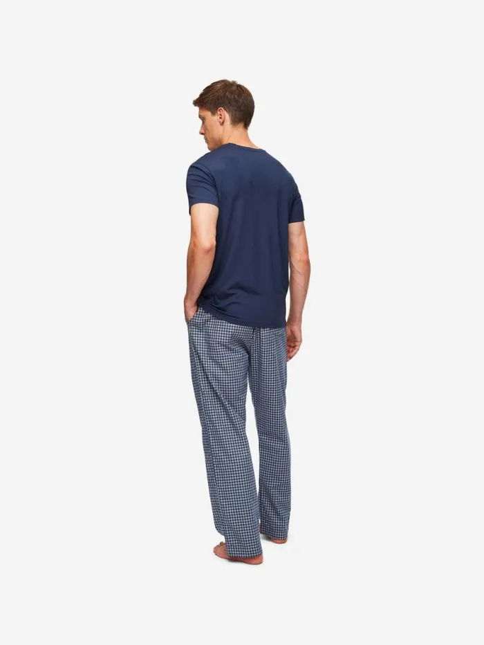 Derek Rose Lounge Pants Men Lounge Pants Braemar 32 Brushed Cotton Navy