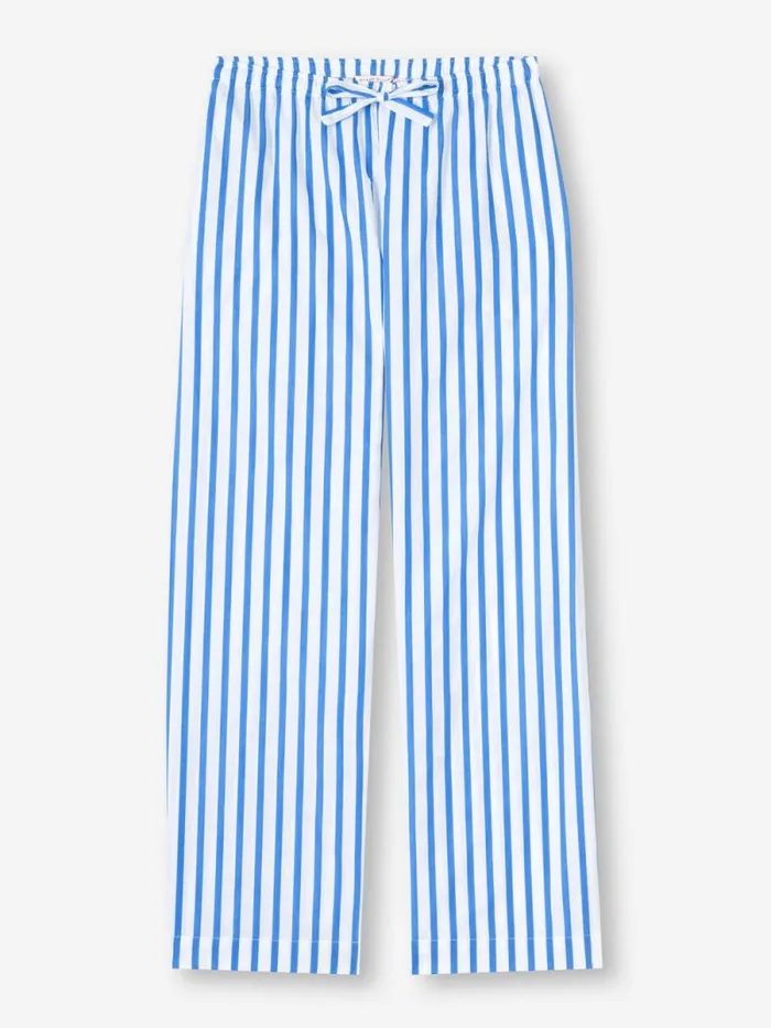 Derek Rose Lounge Pants Women Lounge Pants Capri 23 Cotton Batiste Blue