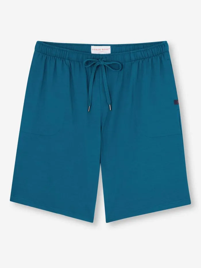 Derek Rose Lounge Shorts Men Lounge Shorts Basel Micro Modal Stretch Poseidon Blue