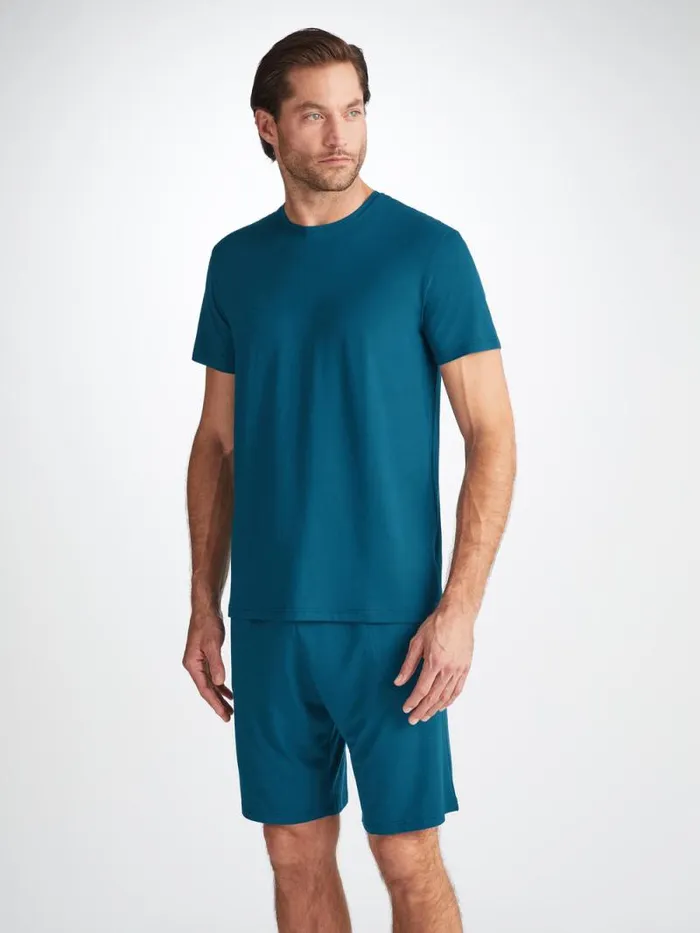 Derek Rose Lounge Shorts Men Lounge Shorts Basel Micro Modal Stretch Poseidon Blue