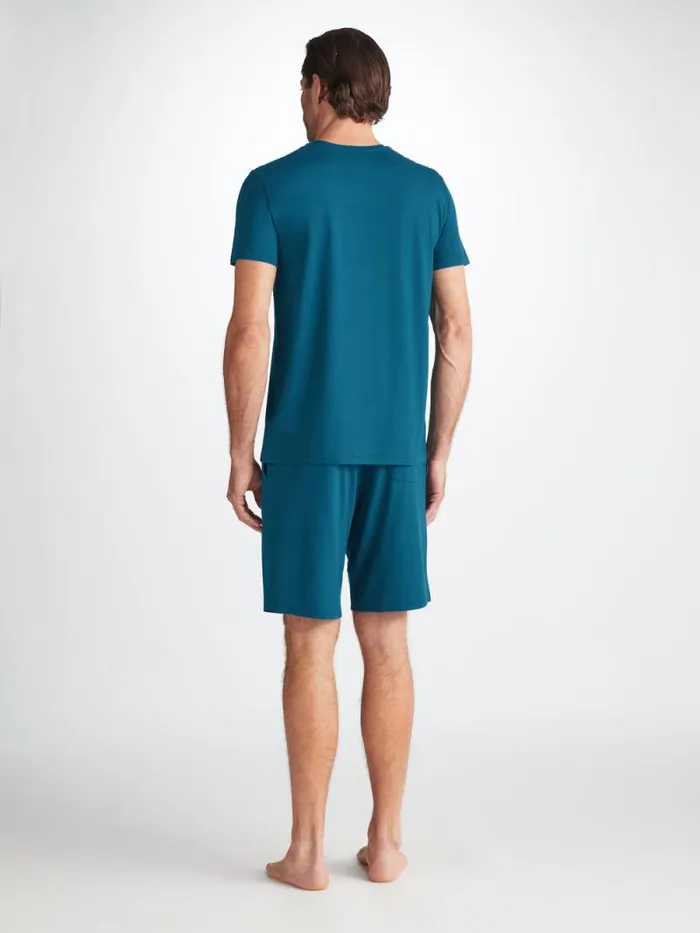 Derek Rose Lounge Shorts Men Lounge Shorts Basel Micro Modal Stretch Poseidon Blue