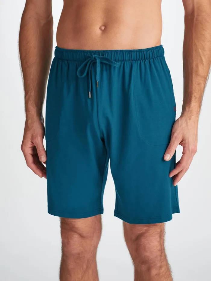 Derek Rose Lounge Shorts Men Lounge Shorts Basel Micro Modal Stretch Poseidon Blue
