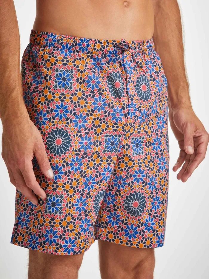 Derek Rose Lounge Shorts Men Lounge Shorts Ledbury 69 Cotton Batiste Multi