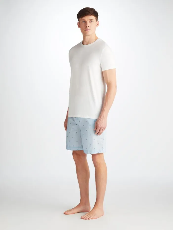 Derek Rose Lounge Shorts Men Lounge Shorts Nelson 100 Cotton Batiste Blue