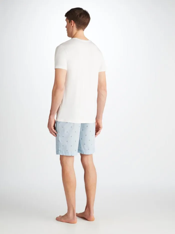 Derek Rose Lounge Shorts Men Lounge Shorts Nelson 100 Cotton Batiste Blue