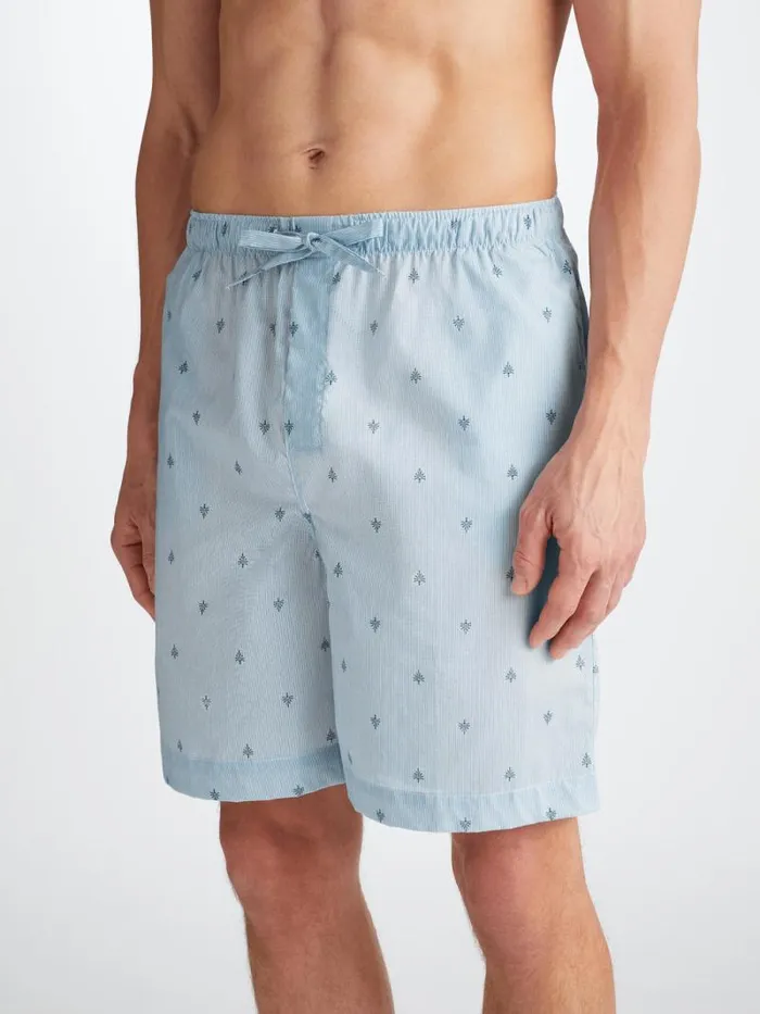 Derek Rose Lounge Shorts Men Lounge Shorts Nelson 100 Cotton Batiste Blue