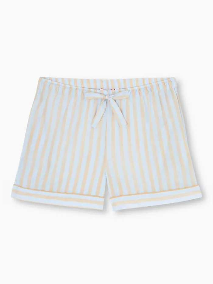 Derek Rose Lounge Shorts Women Lounge Shorts Amalfi 20 Cotton Batiste Blue