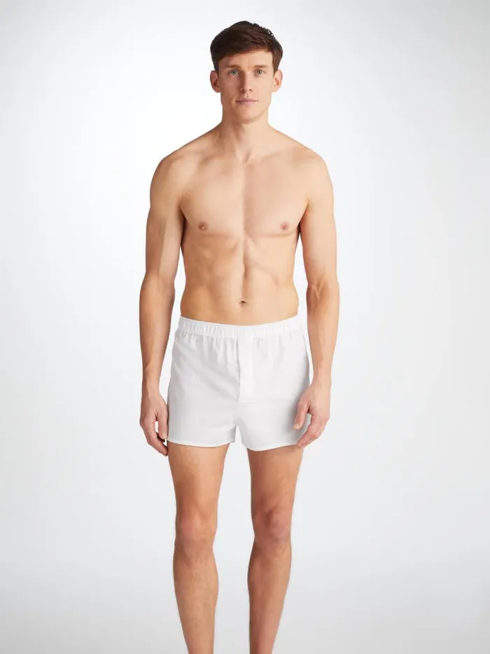 Derek Rose Modern Fit Boxer Shorts Men Modern Fit Boxers Savoy Cotton White