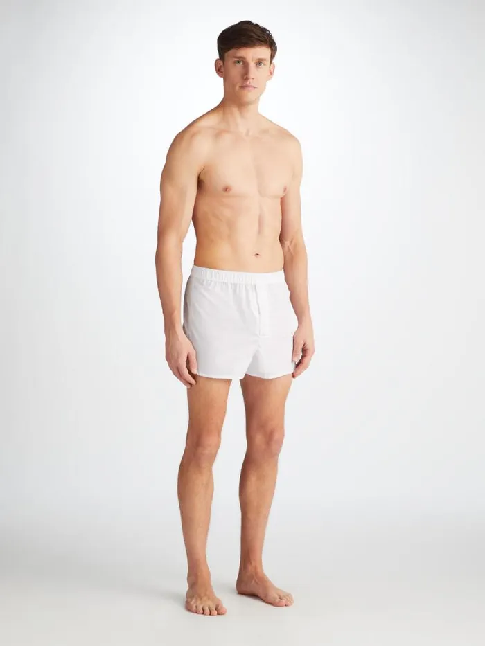 Derek Rose Modern Fit Boxer Shorts Men Modern Fit Boxers Savoy Cotton White