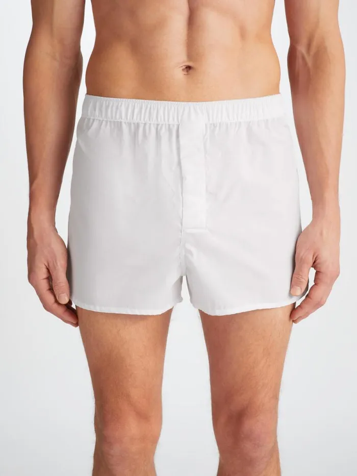 Derek Rose Modern Fit Boxer Shorts Men Modern Fit Boxers Savoy Cotton White
