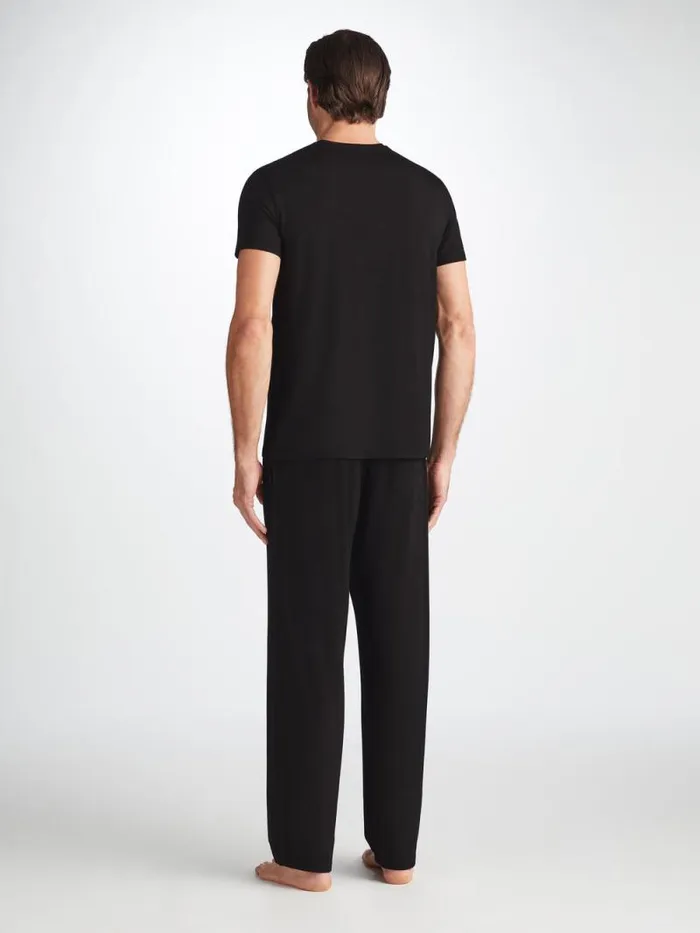 Derek Rose Short Sleeve TShirts Men TShirt Basel Micro Modal Stretch Black
