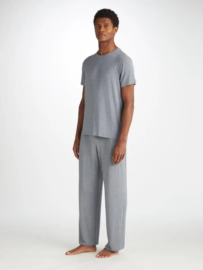 Derek Rose Short Sleeve TShirts Men TShirt Marlowe Micro Modal Stretch Charcoal