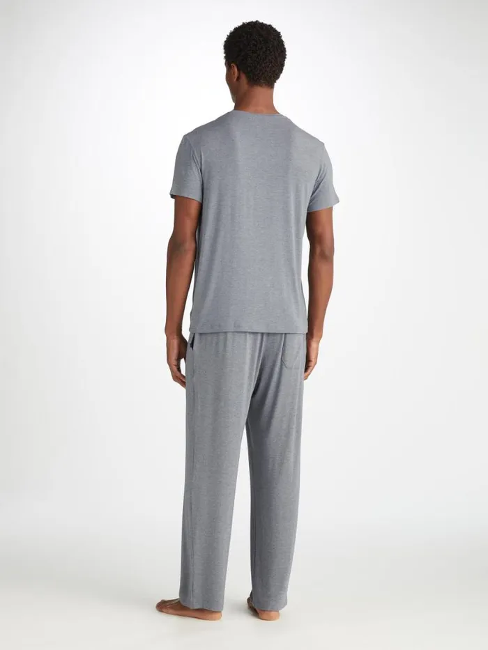 Derek Rose Short Sleeve TShirts Men TShirt Marlowe Micro Modal Stretch Charcoal
