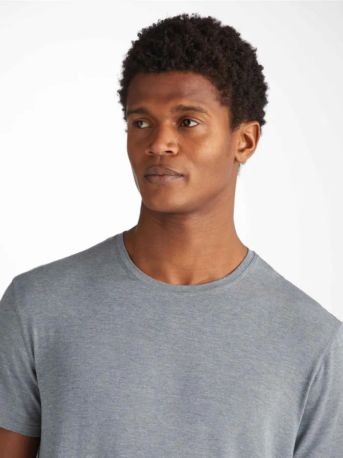 Derek Rose Short Sleeve TShirts Men TShirt Marlowe Micro Modal Stretch Charcoal