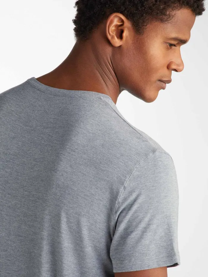 Derek Rose Short Sleeve TShirts Men TShirt Marlowe Micro Modal Stretch Charcoal