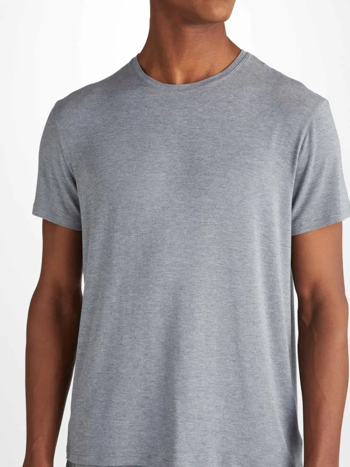 Derek Rose Short Sleeve TShirts Men TShirt Marlowe Micro Modal Stretch Charcoal