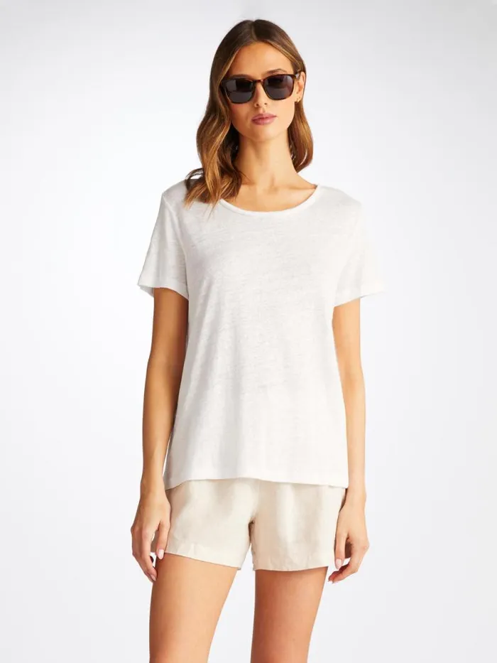 Derek Rose Short Sleeve TShirts Women TShirt Jordan Linen White