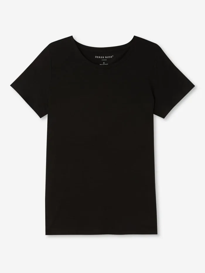 Derek Rose Short Sleeve TShirts Women TShirt Lara Micro Modal Stretch Black